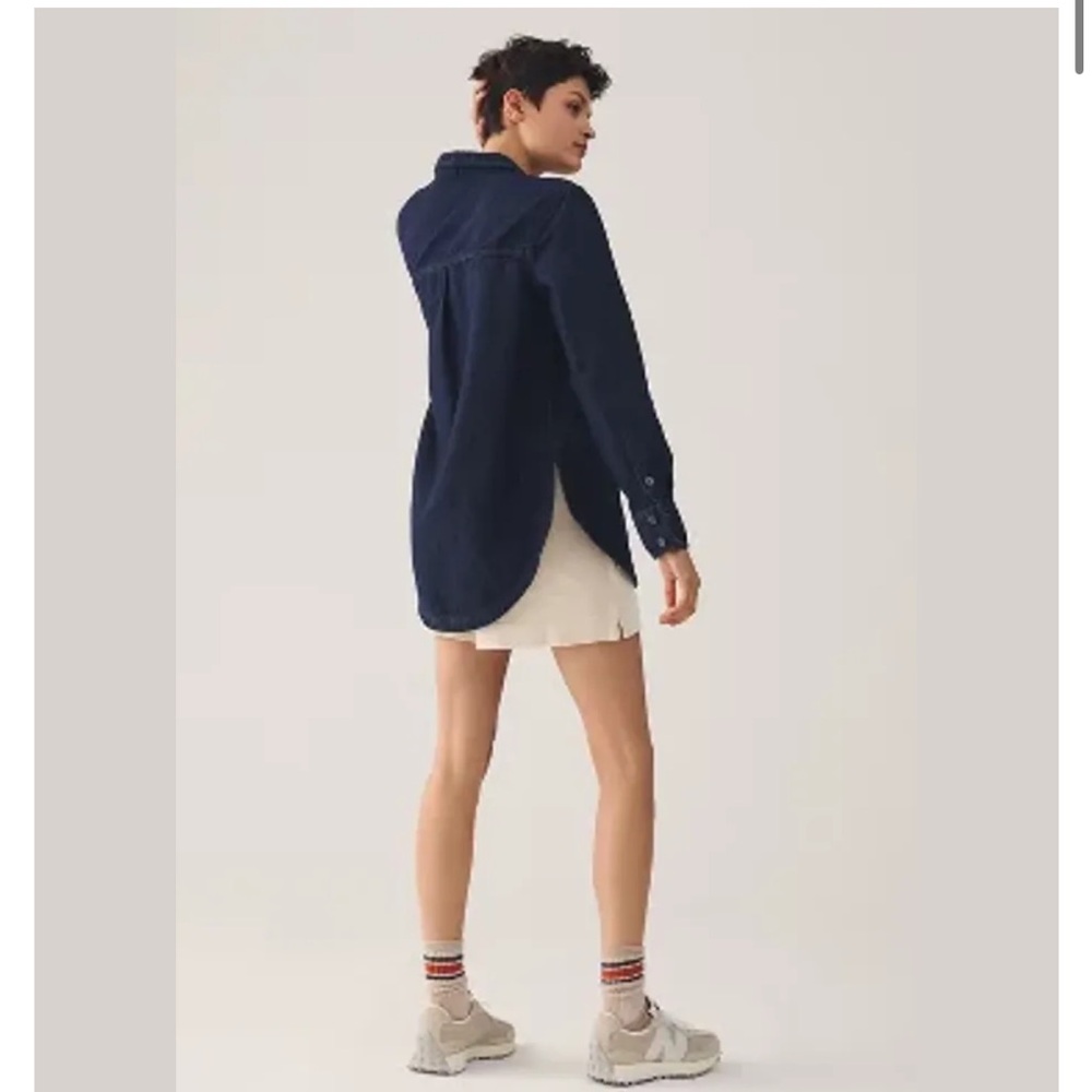 Pilcro denim button down shacket shirt